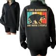 Raccoon For Men Women Raccoon Lover Introvert Half Zip Oversized Sweatshirt Black
