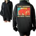 Raccoon For Men Women Raccoon Lover Introvert Half Zip Oversized Sweatshirt Black