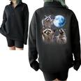 Raccoon Moonlight Howl Half Zip Sweatshirt | Cozy Unisex Oversized Black