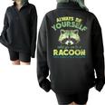 Raccoon Oversized Half Zip Sweatshirt - Cozy Unisex Wear Black