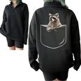 Raccoon Pocket | Half Zip Oversized Sweatshirt | Cozy & Quirky Black