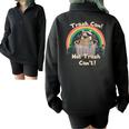 Raccoon Theme Half Zip Oversized Unisex Sweatshirt Black