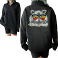 Retro Raccoon Half Zip Sweatshirt - Animal Lover Style Black