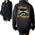 Retro Raccoon Half Zip Sweatshirt - Live Fast Eat Trash Theme Black