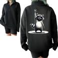 Retro Raccoon Rock Sweatshirt - Unisex Half Zip, Oversized Black