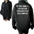 Sarcastic Fat Raccoon Spirit Animal Half Zip Oversized Sweatshirt Black