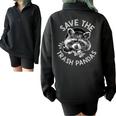 Save Raccoons Half Zip Oversized Sweatshirt for Animal Lovers Black