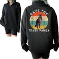 Save the Raccoon Oversized Half Zip | Retro Vintage Sunset Sweatshirt Black