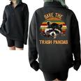 Save The Trash Pandas Raccoon Shirt Raccoon Animal T-Shirt Half Zip Oversized Sweatshirt Black