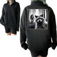Scared Raccoon & Bigfoot Selfie Oversized Half Zip Sweatshirt Black