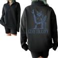Stay Trashy Raccoon Oversized Halloween Half-Zip Sweatshirt Black