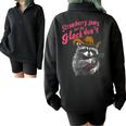 Strawberry Jams Raccoon Half Zip Oversized Sweatshirt for Cozy Days Black