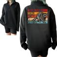 Street Cat Lovers Sweatshirt - Oversized Half-Zip Raccoon Theme Black