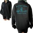 Support-Local-Street-Cat Vintage Raccoon Opossum Skunk Half Zip Oversized Sweatshirt Black