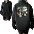 Three Possum Moon Oversized Half-Zip Sweatshirt - Quirky Meme Inspired Black