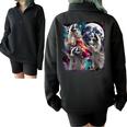 Three Racoon Moon Meme Half Zip Oversized Sweatshirt | Fun Gift Black