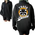 Trash Panda Apparels Cute Trash Panda Raccoon Small Short Sleeve Modern Cartoon Casual All Seasons Half Zip Oversized Sweatshirt Black
