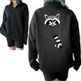 Trash Panda Raccoon Sweatshirt - Blue Cartoon Pocket Pullover Black