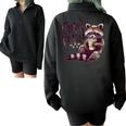 Vintage Raccoon Coffee Lover Sweatshirt - Half Zip, Oversized & Cozy Black