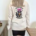 Cute But Feral Colorful Racoon With Sunglasses Racoon Small Half Zip Oversized Sweatshirt Sand