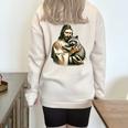 Jesus Hugging Raccoon Vintage Sweatshirt | Cozy Oversized Half-Zip Sand