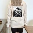 Oversized Half Zip Sweatshirt - Alien UFO Raccoon Theme Sand