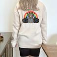 Raccoon and Cat Fun Sweatshirt - Unisex Half Zip Oversized Sand