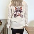 Raccoon Cookie Lover Oversized Half-Zip Sweatshirt | Adults Small Sand
