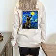 Raccoon Lover Half Zip Oversized Sweatshirt - Van Gogh Starry Night Theme Sand
