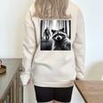 Scared Raccoon & Bigfoot Selfie Oversized Half Zip Sweatshirt Sand