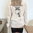 Trash Panda Raccoon Sweatshirt - Blue Cartoon Pocket Pullover Sand