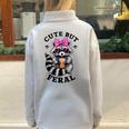 Cute But Feral Colorful Racoon With Sunglasses Racoon Small Half Zip Oversized Sweatshirt Grey