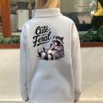 Cute Panda Raccoon Half Zip Oversized Sweatshirt - Fun Costume Wear Grey