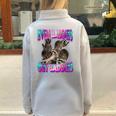 Even Baddies Get Saddies Raccoon Meme | Oversized Half-Zip Sweatshirt Grey