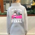 Get In Loser Sweatshirt - Oversized Half Zip Raccoon Opossum Meme Grey