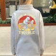 Get In Loser Trash Panda Raccoon Half Zip Oversized Sweatshirt Grey
