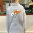 Happy Raccoon Lover Half-Zip Oversized Sweatshirt Grey