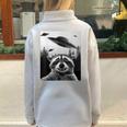Oversized Half Zip Sweatshirt - Alien UFO Raccoon Theme Grey