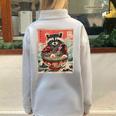 Raccoon Anime Oversized Half Zip Sweatshirt - Japanese Ramen Theme Grey