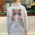 Raccoon Cookie Lover Oversized Half-Zip Sweatshirt | Adults Small Grey
