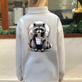 Raccoon Eating Instant Noodle Cup For Women Men Half Zip Oversized Sweatshirt Grey