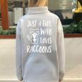 Raccoon Lover Oversized Half Zip Sweatshirt - Fun & Cozy for Animal Fans Grey