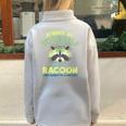 Raccoon Oversized Half Zip Sweatshirt - Cozy Unisex Wear Grey