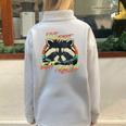 Retro Raccoon Half Zip Sweatshirt - Live Fast Eat Trash Theme Grey