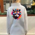 Retro Raccoon Headphones Sweatshirt - Modern Style for Adults & Kids Grey
