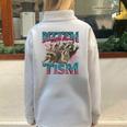Rizz Em With The Tism Meme Autism Autistic Raccoon Half Zip Oversized Sweatshirt Grey