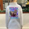 Rizz Em With The Tism Retro Raccoon Meme Half Zip Oversized Sweatshirt Grey