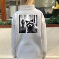 Scared Raccoon & Bigfoot Selfie Oversized Half Zip Sweatshirt Grey