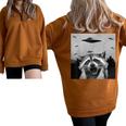 Alien UFO Raccoon Half-Zip Oversized Sweatshirt - Unisex Fun Animal Theme Brown