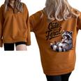 Cute Panda Raccoon Half Zip Oversized Sweatshirt - Fun Costume Wear Brown